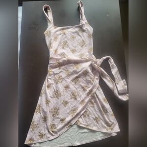 Wilfred Floral Wrap Dress with Gold Accents